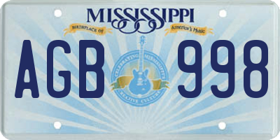 MS license plate AGB998