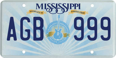 MS license plate AGB999