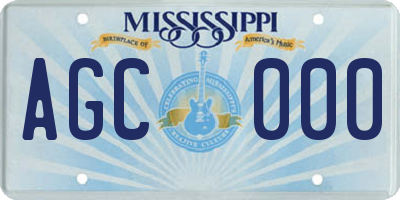 MS license plate AGC000