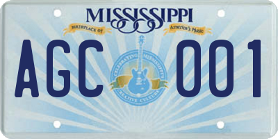 MS license plate AGC001