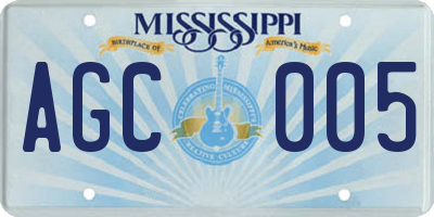 MS license plate AGC005