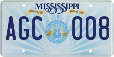 MS license plate AGC008