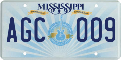 MS license plate AGC009