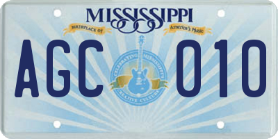 MS license plate AGC010