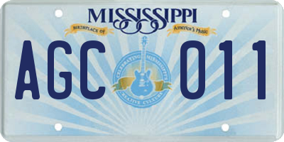 MS license plate AGC011