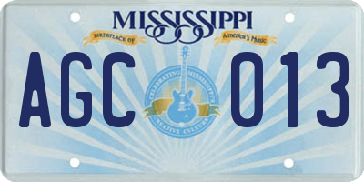 MS license plate AGC013