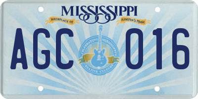 MS license plate AGC016