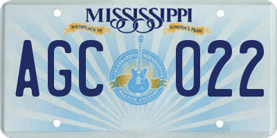 MS license plate AGC022