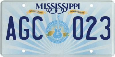 MS license plate AGC023