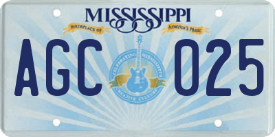 MS license plate AGC025