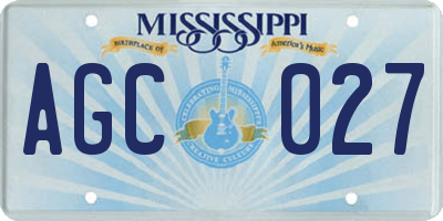 MS license plate AGC027