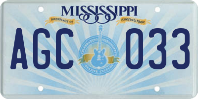 MS license plate AGC033