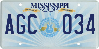 MS license plate AGC034