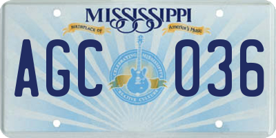 MS license plate AGC036