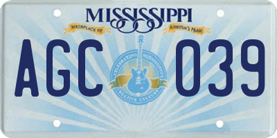 MS license plate AGC039