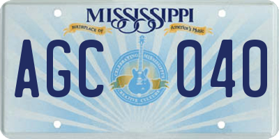 MS license plate AGC040