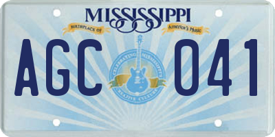 MS license plate AGC041