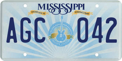MS license plate AGC042