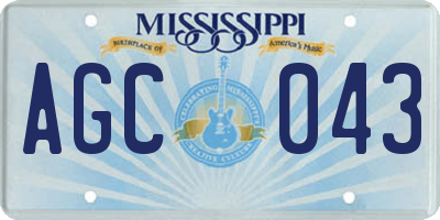 MS license plate AGC043
