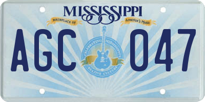 MS license plate AGC047
