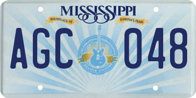 MS license plate AGC048
