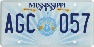 MS license plate AGC057