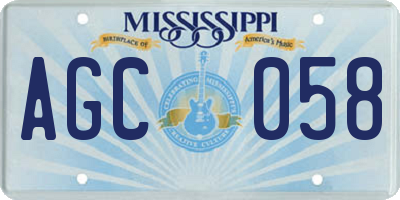MS license plate AGC058