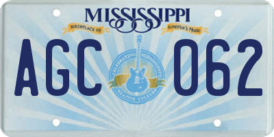 MS license plate AGC062