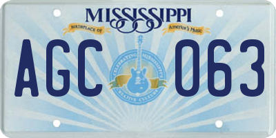 MS license plate AGC063