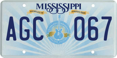 MS license plate AGC067