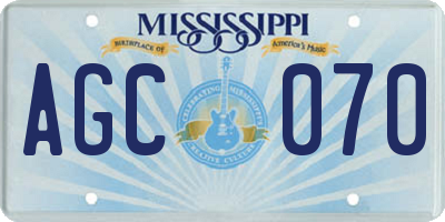 MS license plate AGC070