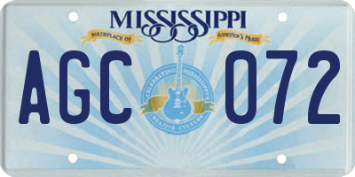 MS license plate AGC072