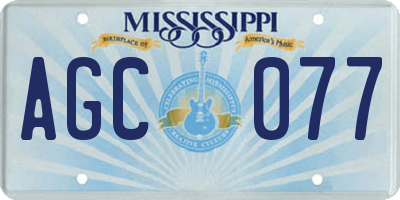 MS license plate AGC077