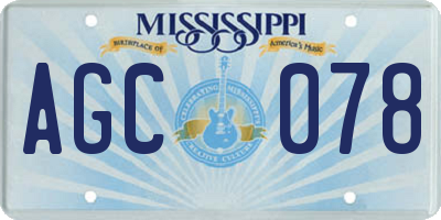 MS license plate AGC078