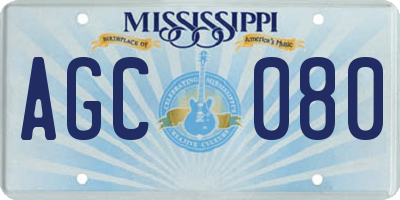 MS license plate AGC080