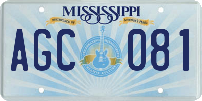 MS license plate AGC081
