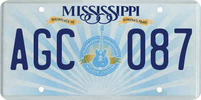 MS license plate AGC087