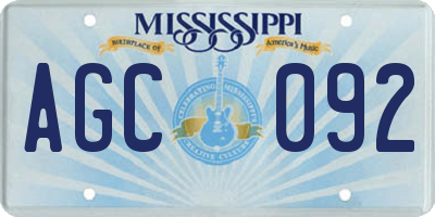 MS license plate AGC092