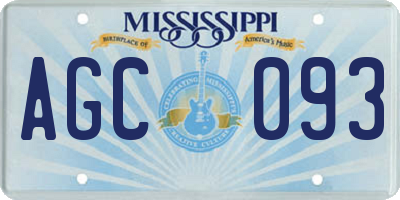 MS license plate AGC093