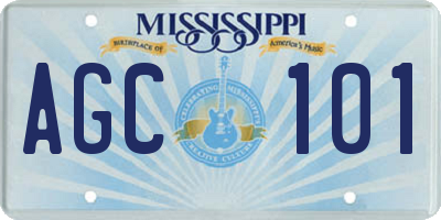 MS license plate AGC101