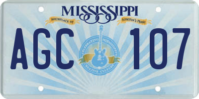 MS license plate AGC107