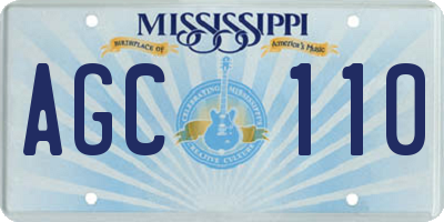 MS license plate AGC110