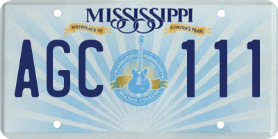 MS license plate AGC111