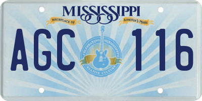 MS license plate AGC116