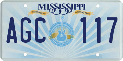 MS license plate AGC117