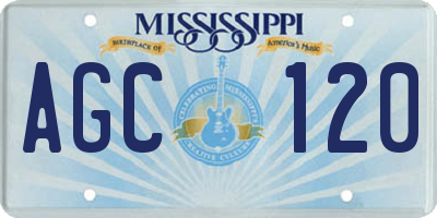 MS license plate AGC120