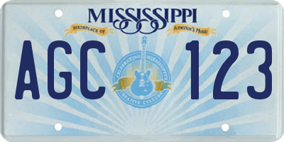 MS license plate AGC123