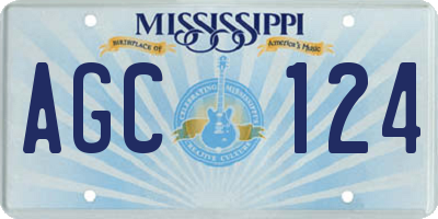 MS license plate AGC124