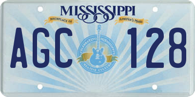 MS license plate AGC128