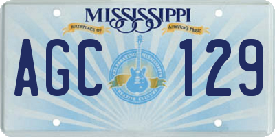 MS license plate AGC129